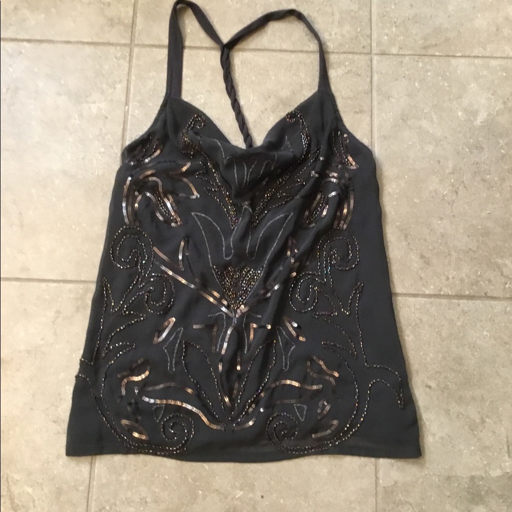 Express Charcoal Black Beaded Camisole Top XS